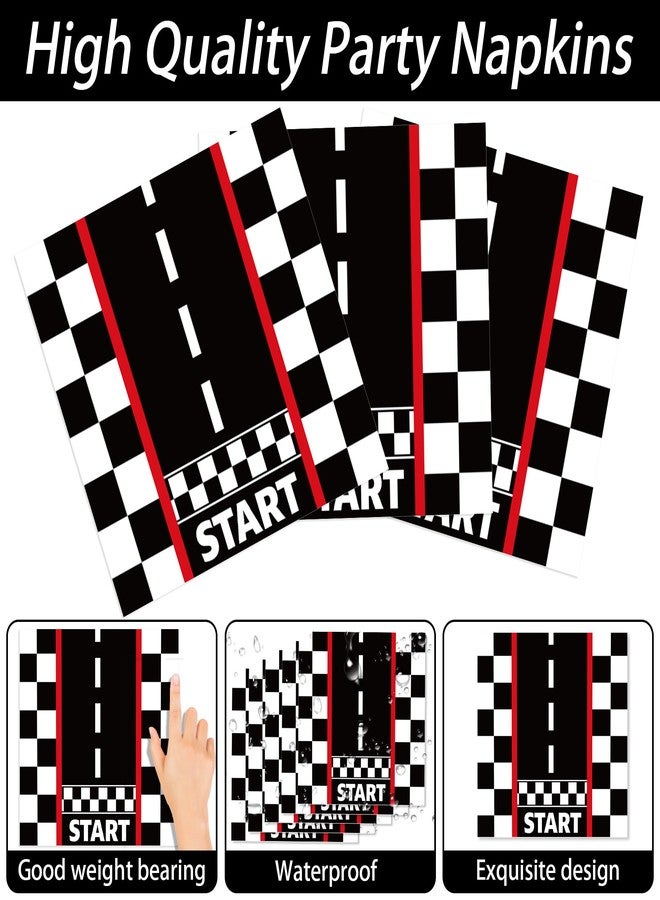 Lide Road Race Car Party Plates and Napkins for 24 Guests 64 Pcs Racing car Party Supplies Disposable Tableware Set Racing car Paper Plates Napkins for Racing cars Racing cars Theme Birthday Party Supplies - Image 4